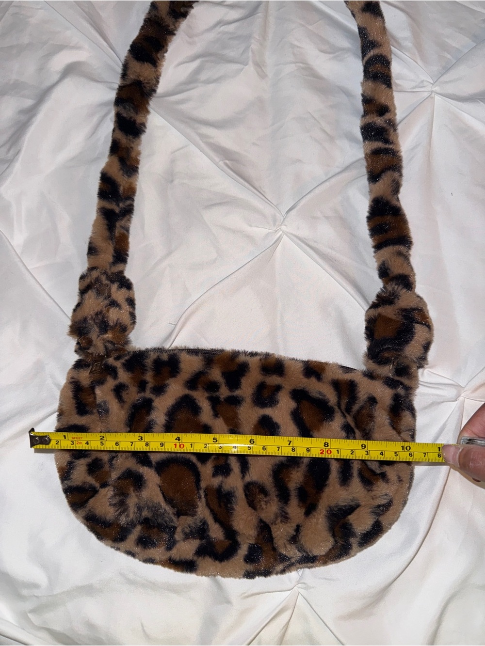 Faux Fur Leopard Print Crossbody Bag - Brown